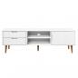 Preview: TV-Schrank MOLDE Weiß 158x40x49 cm Massivholz Kiefer