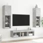 Preview: 5-tlg. Wohnwand mit LED-Beleuchtung Betongrau Holzwerkstoff
