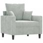 Preview: Sessel mit Hocker Hellgrau 60 cm Samt