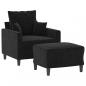 Preview: Sessel mit Hocker Schwarz 60 cm Samt