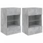 Preview: TV-Wandschränke mit LED-Leuchten 2 Stk. Betongrau 40x30x60,5 cm