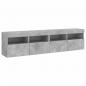 Preview: TV-Wandschränke mit LED-Leuchten 2 Stk. Betongrau 80x30x40 cm