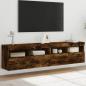 Preview: ARDEBO.de - TV-Wandschränke mit LED-Leuchten 2 Stk. Räuchereiche 80x30x40cm