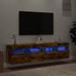 Preview: TV-Wandschränke mit LED-Leuchten 2 Stk. Räuchereiche 80x30x40cm