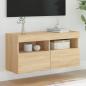 Preview: ARDEBO.de - TV-Wandschrank mit LED-Leuchten Sonoma-Eiche 80x30x40 cm