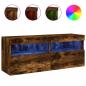Preview: TV-Wandschrank mit LED-Leuchten Räuchereiche 100x30x40 cm
