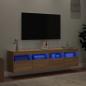 Preview: TV-Wandschränke mit LED-Leuchten 2 Stk. Sonoma-Eiche 80x30x40cm