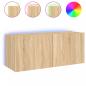 Preview: TV-Wandschrank mit LED-Leuchten Sonoma-Eiche 100x35x41 cm