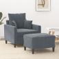 Preview: ARDEBO.de - Sessel mit Hocker Dunkelgrau 60 cm Samt