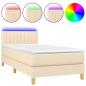 Preview: Boxspringbett mit Matratze & LED Creme 80x200 cm Stoff