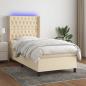 Preview: ARDEBO.de - Boxspringbett mit Matratze & LED Creme 80x200 cm Stoff