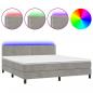 Preview: Boxspringbett mit Matratze & LED Hellgrau 160x200 cm Samt