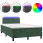 Preview: Boxspringbett mit Matratze & LED Dunkelgrün 120x200 cm Samt