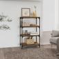 Preview: ARDEBO.de - Bücherregal Räuchereiche 60x33x100 cm Holzwerkstoff und Stahl