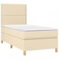 Preview: Boxspringbett mit Matratze & LED Creme 90x200 cm Stoff