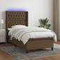 Preview: ARDEBO.de - Boxspringbett mit Matratze & LED Dunkelbraun 100x200 cm Stoff
