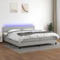 Preview: ARDEBO.de - Boxspringbett mit Matratze & LED Hellgrau 200x200 cm Stoff
