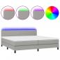 Preview: Boxspringbett mit Matratze & LED Hellgrau 200x200 cm Stoff