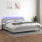 Preview: ARDEBO.de - Boxspringbett mit Matratze & LED Hellgrau 200x200 cm Stoff