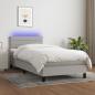 Preview: ARDEBO.de - Boxspringbett mit Matratze & LED Hellgrau 100x200 cm Stoff