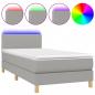 Preview: Boxspringbett mit Matratze & LED Hellgrau 100x200 cm Stoff