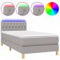 Preview: Boxspringbett mit Matratze & LED Hellgrau 100x200 cm Stoff