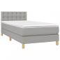 Preview: Boxspringbett mit Matratze & LED Hellgrau 100x200 cm Stoff