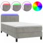 Preview: Boxspringbett mit Matratze & LED Hellgrau 100x200 cm Samt