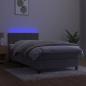 Preview: Boxspringbett mit Matratze & LED Hellgrau 100x200 cm Samt