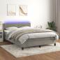 Preview: ARDEBO.de - Boxspringbett mit Matratze & LED Hellgrau 140x200 cm Samt