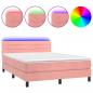 Preview: Boxspringbett mit Matratze & LED Rosa 140x200 cm Samt