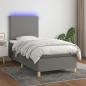 Preview: ARDEBO.de - Boxspringbett mit Matratze & LED Dunkelgrau 90x190 cm Stoff