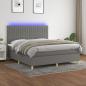 Preview: ARDEBO.de - Boxspringbett mit Matratze & LED Dunkelgrau 180x200 cm Stoff
