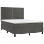 Preview: Boxspringbett mit Matratze & LED Dunkelgrau 140x190 cm Samt