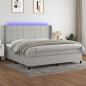 Preview: ARDEBO.de - Boxspringbett mit Matratze & LED Hellgrau 200x200 cm Stoff 