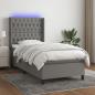 Preview: ARDEBO.de - Boxspringbett mit Matratze & LED Dunkelgrau 90x200 cm Stoff