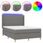 Preview: Boxspringbett mit Matratze & LED Dunkelgrau 140x200 cm Stoff