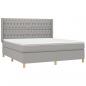 Preview: Boxspringbett mit Matratze & LED Hellgrau 180x200 cm Stoff