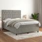 Preview: ARDEBO.de - Boxspringbett mit Matratze Hellgrau 140x200 cm Samt