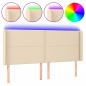 Preview: LED Kopfteil Creme 183x16x118/128 cm Stoff