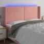 Preview: ARDEBO.de - LED Kopfteil Rosa 203x16x118/128 cm Samt