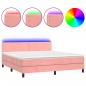Preview: Boxspringbett mit Matratze & LED Rosa 160x200 cm Samt