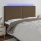 Preview: ARDEBO.de - LED Kopfteil Dunkelbraun 160x5x118/128 cm Stoff