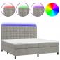 Preview: Boxspringbett mit Matratze & LED Hellgrau 200x200 cm Samt
