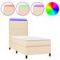 Preview: Boxspringbett mit Matratze & LED Creme 100x200 cm Stoff