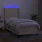 Preview: Boxspringbett mit Matratze & LED Creme 100x200 cm Stoff