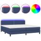 Preview: Boxspringbett mit Matratze & LED Blau 200x200 cm Stoff