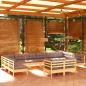 Preview: ARDEBO.de - 12-tlg. Garten-Lounge-Set mit Grauen Kissen Kiefer Massivholz