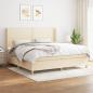 Preview: ARDEBO.de - Boxspringbett mit Matratze Creme 200x200 cm Stoff