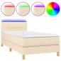 Preview: Boxspringbett mit Matratze & LED Creme 80x200 cm Stoff